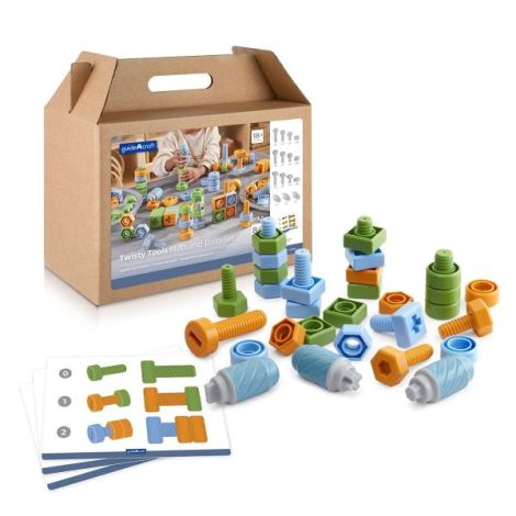 Suruburi si piulite, set de activitati cu 84 piese, Guidecraft - imagine 6